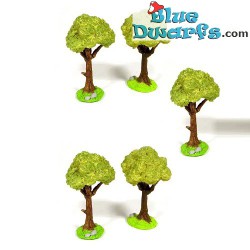 Decoratie boompjes - 5 stuks - geschikt voor bij de smurfen (8 cm)