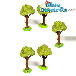 Decoratie boompjes - 5 stuks - Sierproduct voor bij de Smurfen - Smurf niet inbegrepen - 8 cm