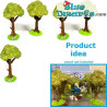 Decoratie boompjes - 5 stuks - Sierproduct voor bij de Smurfen - Smurf niet inbegrepen - 8 cm