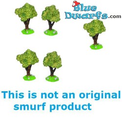 Decoratie boompjes - 5 stuks - geschikt voor bij de smurfen (8 cm)