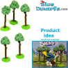 5x alberi - Prodotto di Decorazione dei Puffi - Puffo Non Incluso - 8 cm