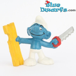 20112: Timmerman smurf met houten plank en zaag - Schleich of Bully - 5,5cm