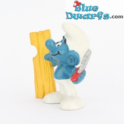 20112: Carpenter Smurf with wooden plank and saw – Schleich or Bully – 5.5 cm