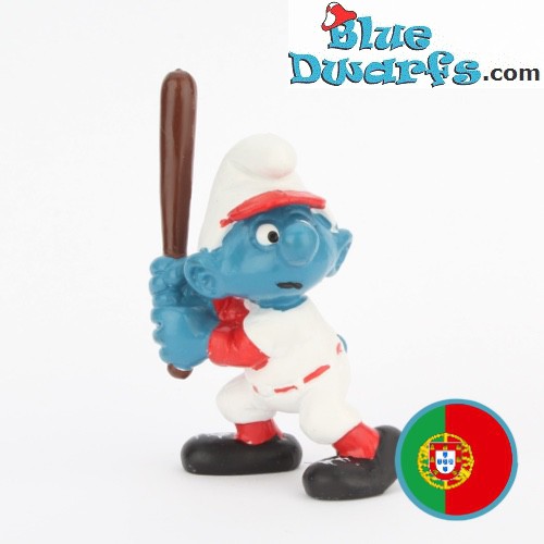 20129: Baseball Smurf  - donkerbruine knuppel -  (Portugal) - Schleich - 5,5cm