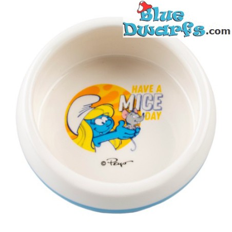 Feeding bowl - Smurfette with mouse - Duvo plus - 8x8x4cm - 100 ml