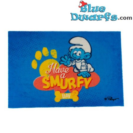 Smurf Doormat - Baby smurf and dog symbols - Duvo plus - 60x40cm