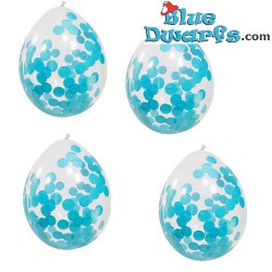 Ballons avec Confettis Bleus 30cm - 4 pièces