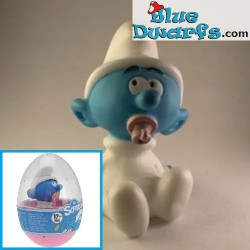 Baby Smurf - Smurf in ei - Badspeelgoed - Flexibel rubber - Plastoy - 6cm