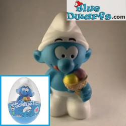 Smurf met ijs - Smurf in ei - Badspeelgoed - Flexibel rubber - Plastoy - 6cm
