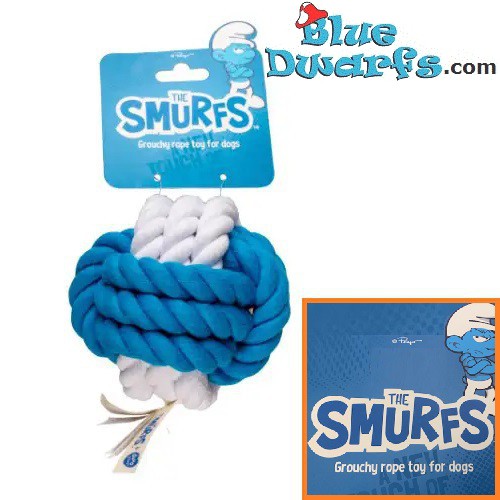 Dog toy - Rope ball of Grouchy smurf - Duvo Plus - 10x10x10 cm