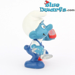 20148: Puffo Muratore - Pantaloni Blu e Mattoni Rossi - Schleich - 5,5 cm