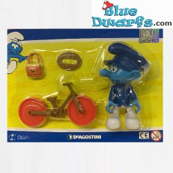 Poète Schtroumpf avec bicyclette- Schtroumpf mobile en plastique - Figurine - DeAgostini - 7cm