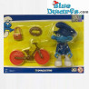 Postbode Smurf met fiets - Beweegbare smurf - Smurfen Speelfiguurtje  - DeAgostini - 7cm