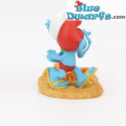 Serie da spiaggia - Puffo Quattrocchi e il granchio - I puffi e la collezione Aqua Della - 11x7x8 cm