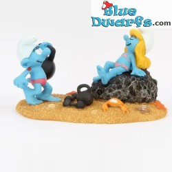 Beach series - Smurfette and Hefty smurf - The Aqua Della Smurf collection - Polystone statue - 16x10x9 cm