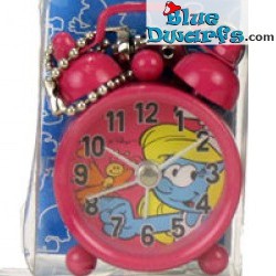 Smurfette with caterpillar mini clock with alarm (keyring)