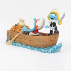 Water serie - De piraten en hun schat - De Aqua Della Smurfen collectie - Polystone beeldje - 19x8x11 cm