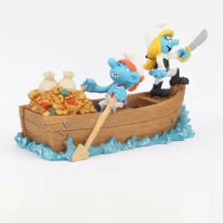 Water series - The pirates in boat - The Aqua Della Smurf collection - Polystone statue - 19x8x11 cm