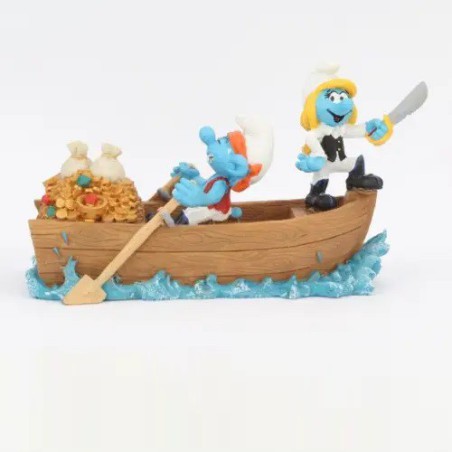 Water serie - De piraten en hun schat - De Aqua Della Smurfen collectie - Polystone beeldje - 19x8x11 cm