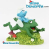 Forest series - The smurf on the frog - The Aqua Della Smurf collection - Polystone statue - 13x8x11 cm
