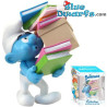 Smurf met stapel boeken - kunstharsfiguur - Plastoy - 12 cm