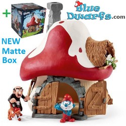 Smurf mushroomhouse with 2 figurines - Matte box