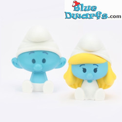 Schlumpfine und Schlumpf - Mini-Spardosen - Plastoy Chibi Serie - 16 cm