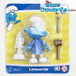 Puffo scultore - Plastica puffo mobile - Figurina - DeAgostini - 7cm