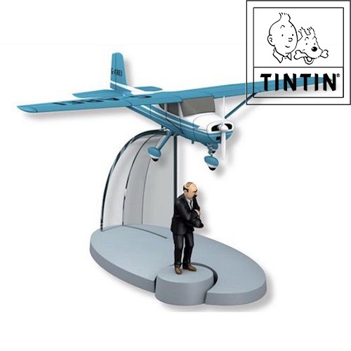 Flugzeug / Chessan 150 Fastback mit Schulze aus "Die schwarze Insel"Statuette Tim und Struppi: Moulinsart (+/- 13 x 15 x 9 cm)