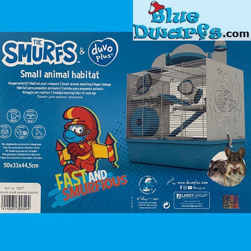 Knaagdier producten - Smurfin knaagdierenverblijf - Duvo Plus - 50x33x44,5cm