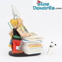 Asterix & Obelix con pila di libri - Figurina resina - Plastoy - 25cm