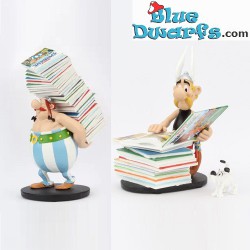 Asterix & Obelix mit Bücherstapel - Kunstharzfigur - Plastoy -25cm