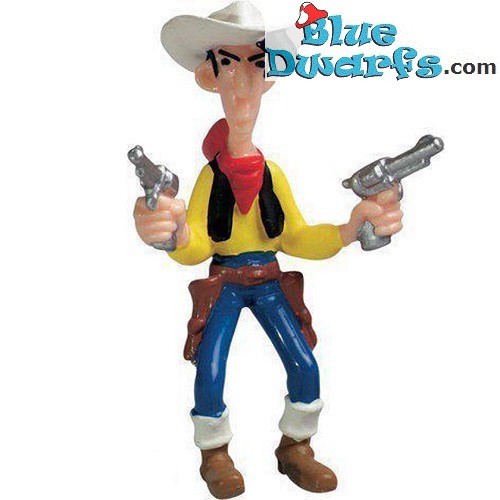 Lucky Luke speelfiguur - Lucky Luke met 2 pistolen - 8cm