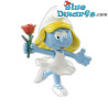 Pitufina con flor - Plástico pitufo móvil - Figura -  DeAgostini - 7cm