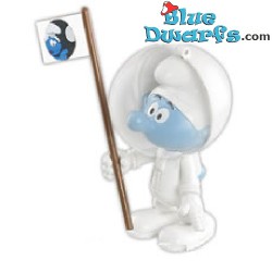 Astronaut Smurf met vlag - Beweegbare smurf - Smurfen Speelfiguurtje  - DeAgostini - 7cm