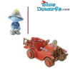 Feuerwehrmann Schlumpf mit Auto - Plastic beweglichen Schlumpf Spielfigur - DeAgostini - 7cmauf