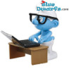 Pitufo con gafas con ordenador portátil - Plástico pitufo móvil - Figura -  DeAgostini - 7cm