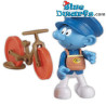 Puffo Postino con bici - Plastica puffo mobile - Figurina - DeAgostini - 7cm