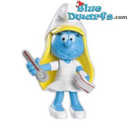 Verpleegster Smurfin - Beweegbare smurf - Smurfen Speelfiguurtje  - DeAgostini - 7cm