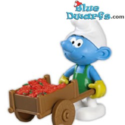 Gardener Smurf with wheelbarrow - Movable smurf  - figurine - DeAgostini - 7cm