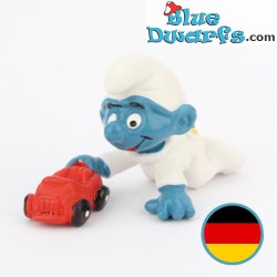 20215: Pitufo bebé con coche de juguete - W.Germany - Schleich - 4cm