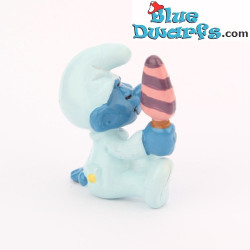 20206: Bébé Schtroumpf avec glace – tenue bleu clair – Schleich – 4 cm