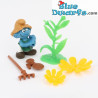 20138: Boerensmurf met hark en zonnebloemen - in plastic zakje - Schleich - 5,5cm