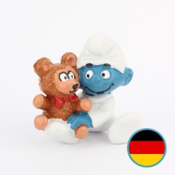 20205: Bébé schtroumpf avec ours en peluche - W.Germany - Schleich - 5,5cm