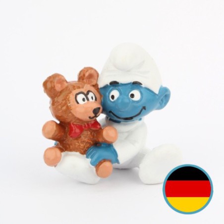 20205: Pitufo bebé con osito de peluche - W.Germany - Schleich - 5,5cm