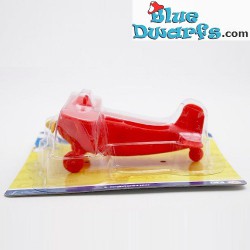 Pilot smurf with Airplane - red wings - Movable smurf  - figurine - DeAgostini - 7cm