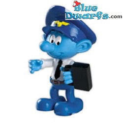 Pilot smurf with Airplane - red wings - Movable smurf  - figurine - DeAgostini - 7cm