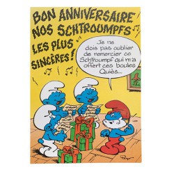 Carte postale: Les schtroumpfs - Bon anniversaire nos schtroumpfs (15 x 10,5 cm)