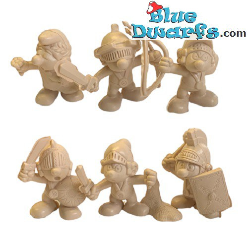 6x Puffi Romani - Monocromatico - Beige - Set Completo - 5,5 cm