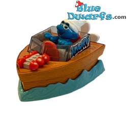 Row Boat Smurf - Ideal - movable figurine in boat - 1996